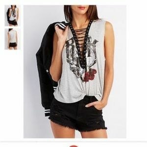 Charlotte Russe Lace-Up Tank